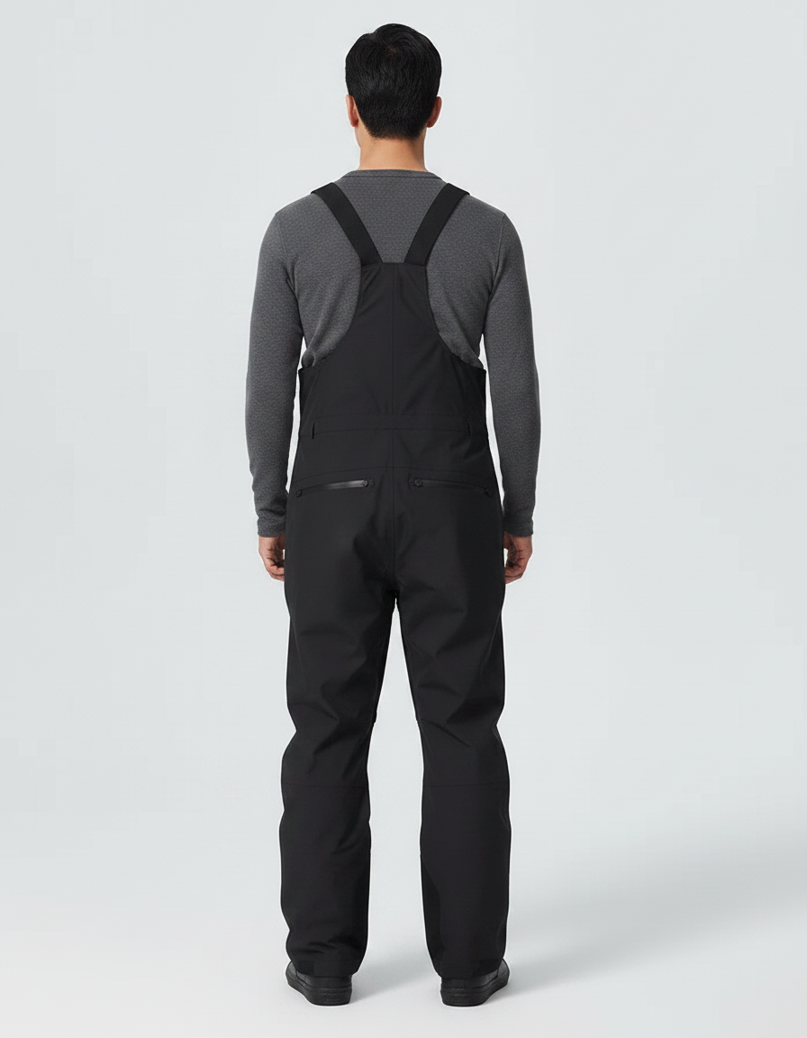 Pantalon De Pluie Noir Bretelles Imperméable Ski Homme - Polyester - vue 2