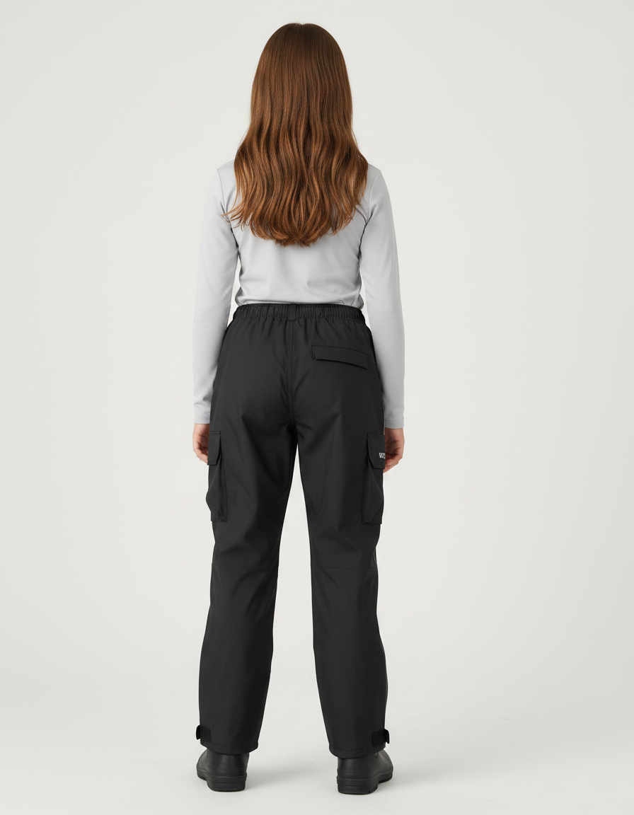 Pantalon De Pluie Noir Imperméable Enfant Réfléchissant Cargo - Polyester - vue 2