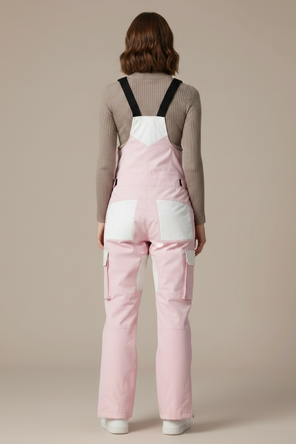 Pantalon De Pluie Rose Blanc Ample Bretelles Imperméable Femme - Polyester - vue 2