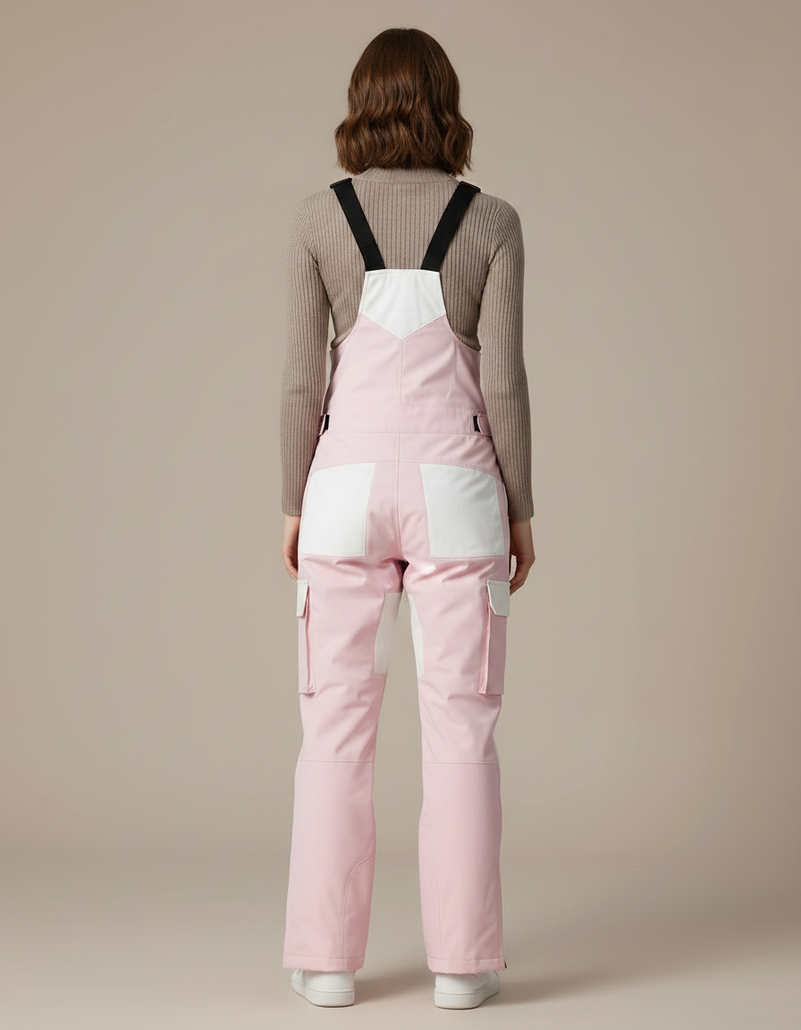 Pantalon De Pluie Rose Blanc Ample Bretelles Imperméable Femme - Polyester - vue 2