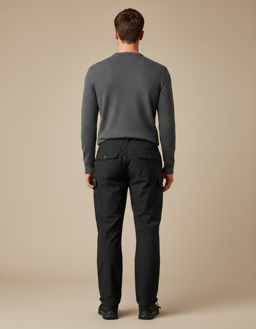 Pantalon De Pluie Noir Cargo Imperméable Homme Ceinturé - Polyester - vue 2