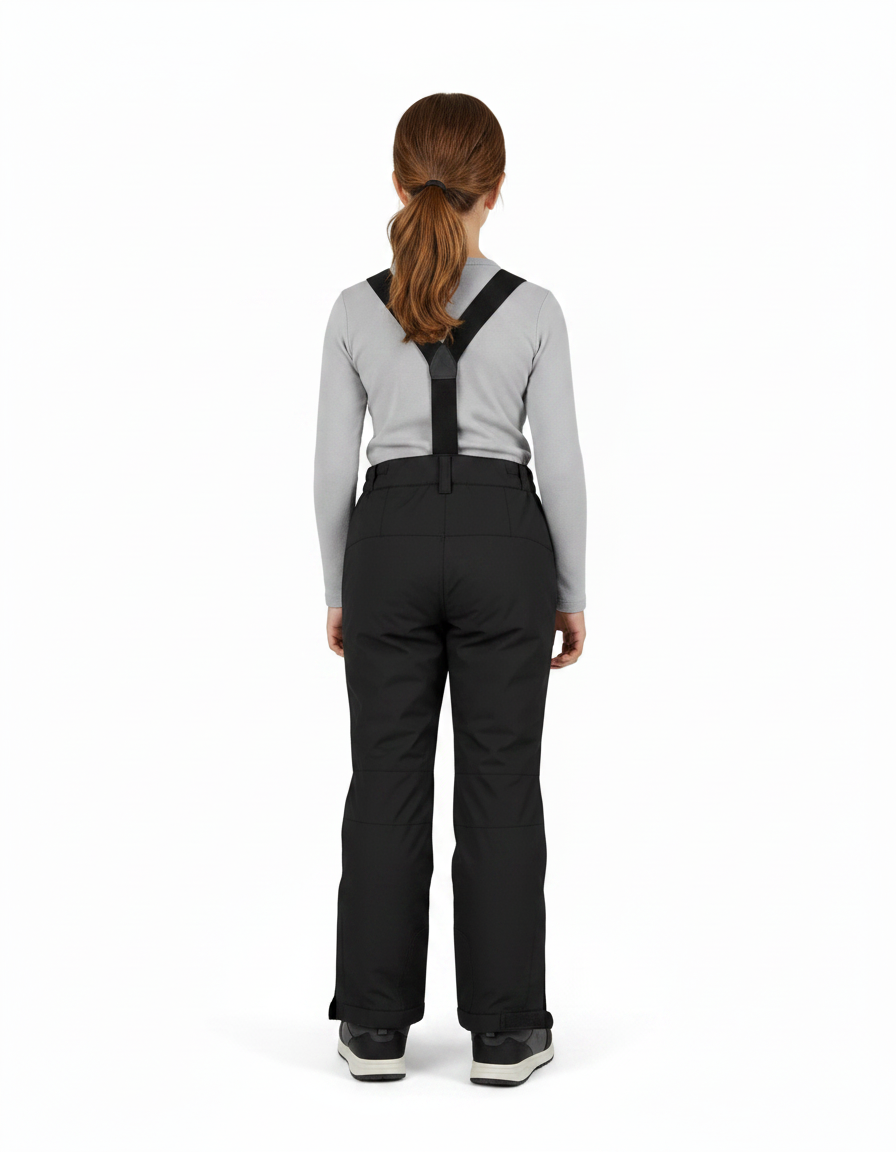 Pantalon De Pluie Noir Imperméable Bretelles Enfant Ski - Polyester - vue 2