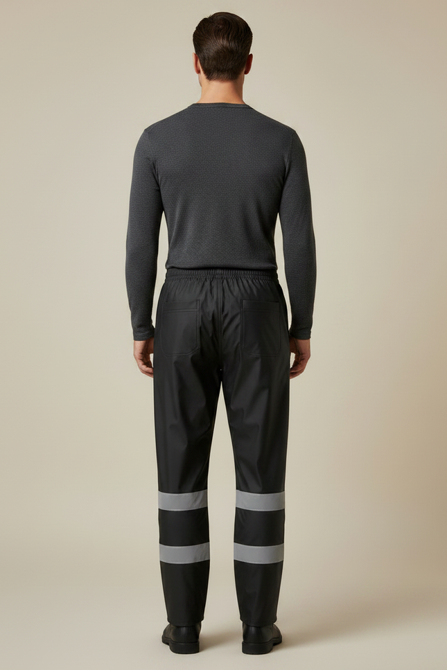 Pantalon De Pluie Noir Réfléchissant Imperméable Homme - Polyester - vue 2