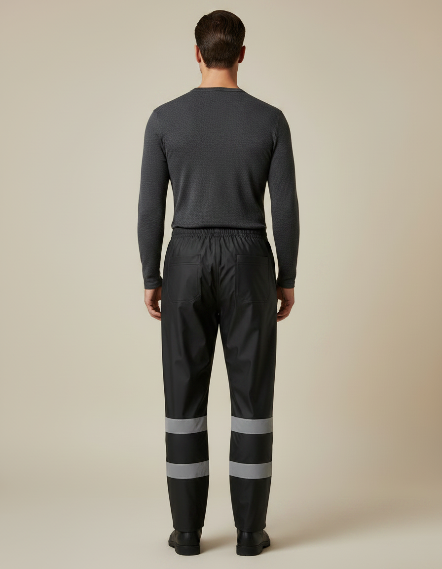 Pantalon De Pluie Noir Réfléchissant Imperméable Homme - Polyester - vue 2