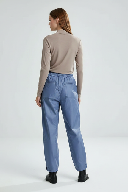 Pantalon De Pluie Bleu Imperméable Brillant Ample Femme - Polyester - vue 2