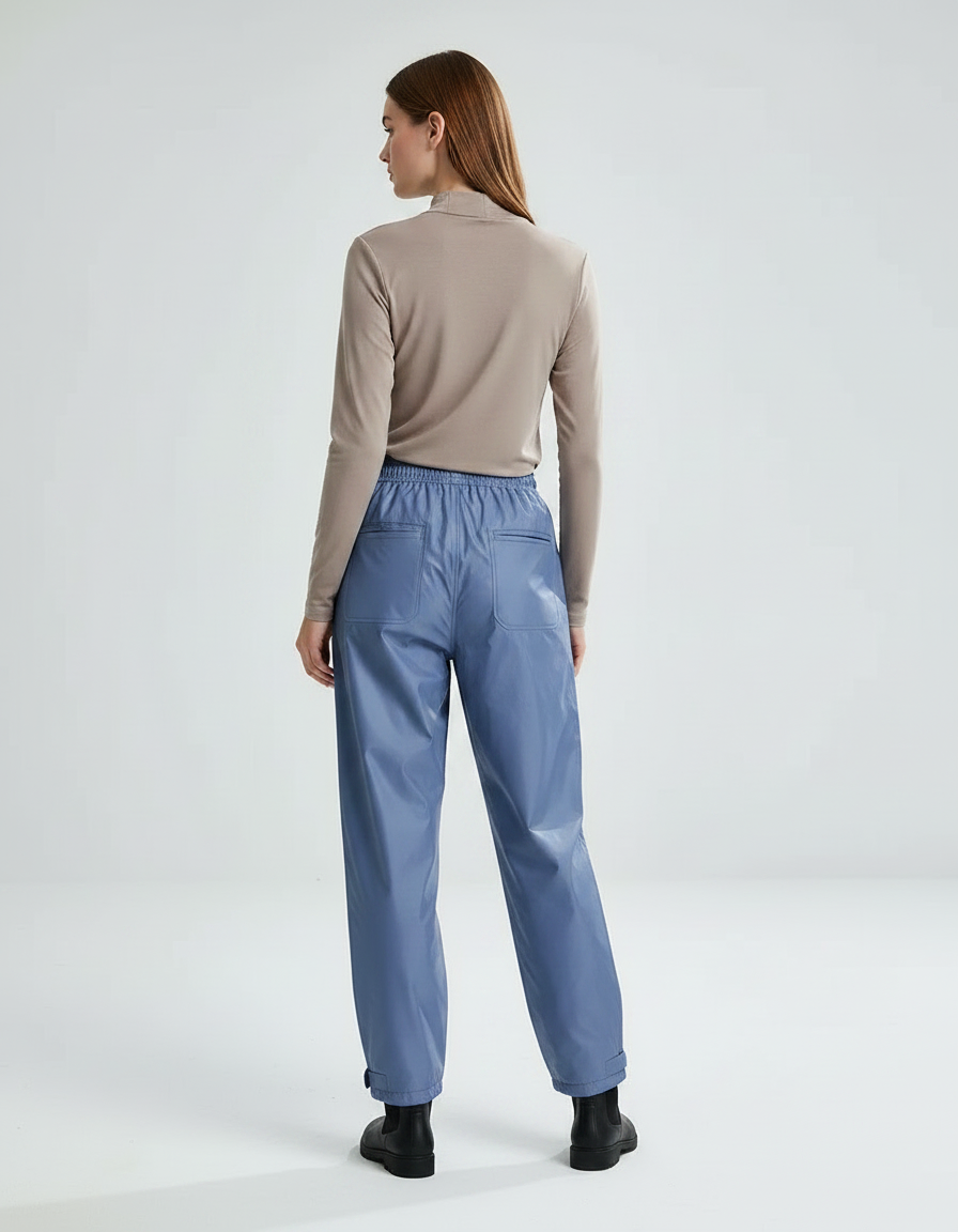 Pantalon De Pluie Bleu Imperméable Brillant Ample Femme - Polyester - vue 2