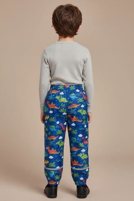 Pantalon De Pluie Bleu Dinosaure Imperméable Enfant Mignon - Multicolore Polyester - vue 2