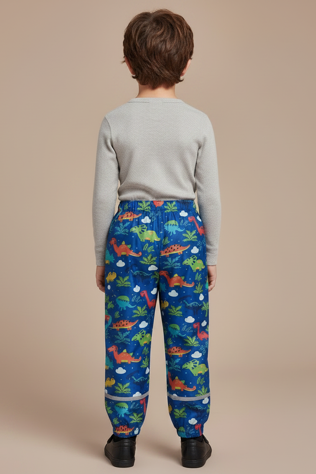 Pantalon De Pluie Bleu Dinosaure Imperméable Enfant Mignon - Multicolore Polyester - vue 2