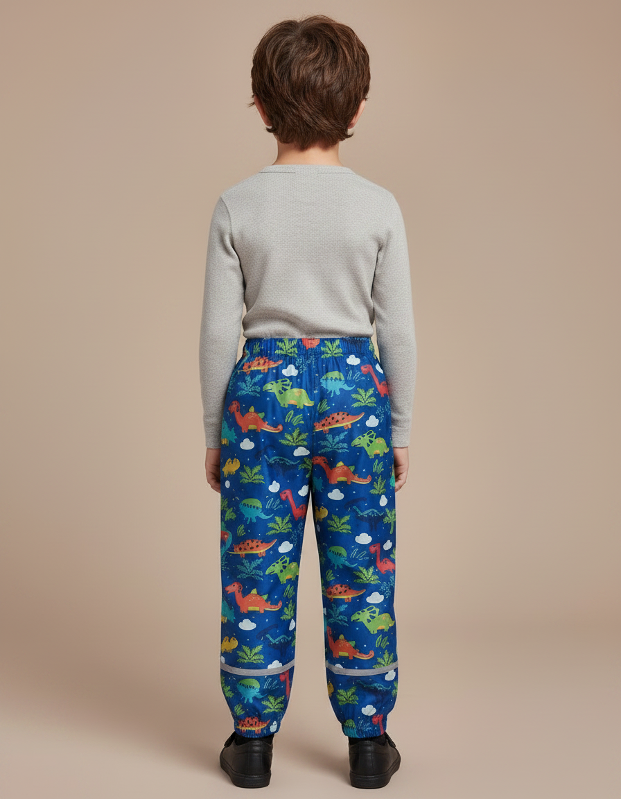 Pantalon De Pluie Bleu Dinosaure Imperméable Enfant Mignon - Multicolore Polyester - vue 2