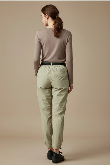 Pantalon De Pluie Léger Kaki Ample Ceinturé Femme - Polyester - vue 2