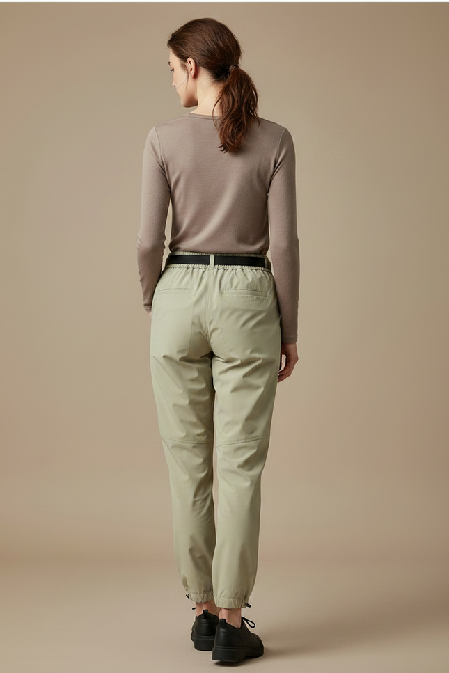 Pantalon De Pluie Léger Kaki Ample Ceinturé Femme - Polyester - vue 2