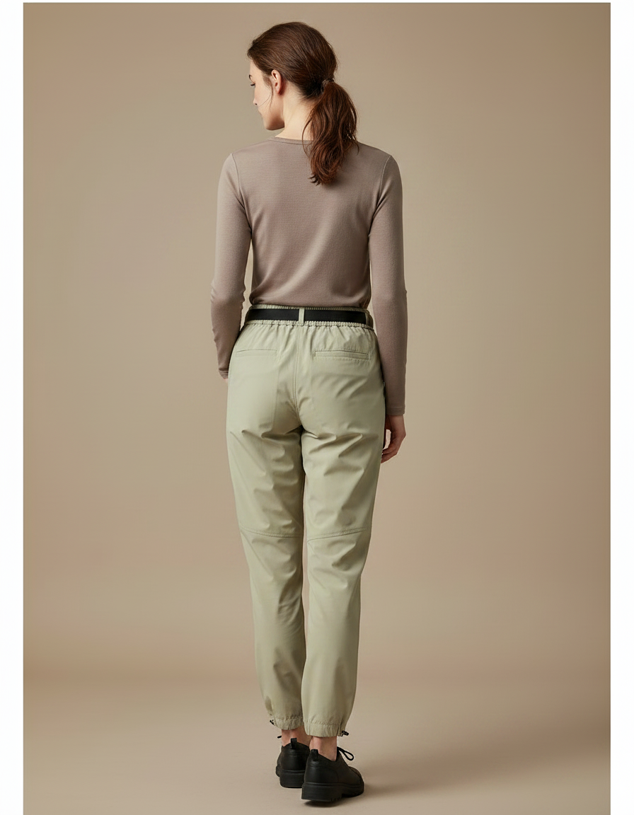 Pantalon De Pluie Léger Kaki Ample Ceinturé Femme - Polyester - vue 2