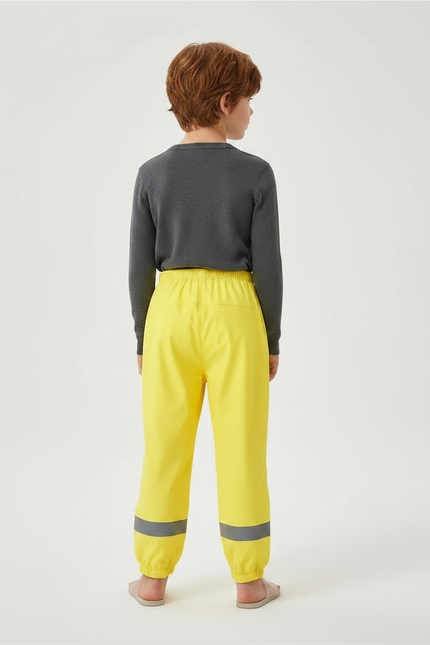 Pantalon De Pluie Jaune Réfléchissant Élastiqué Enfant Imperméable - Polyester - vue 2