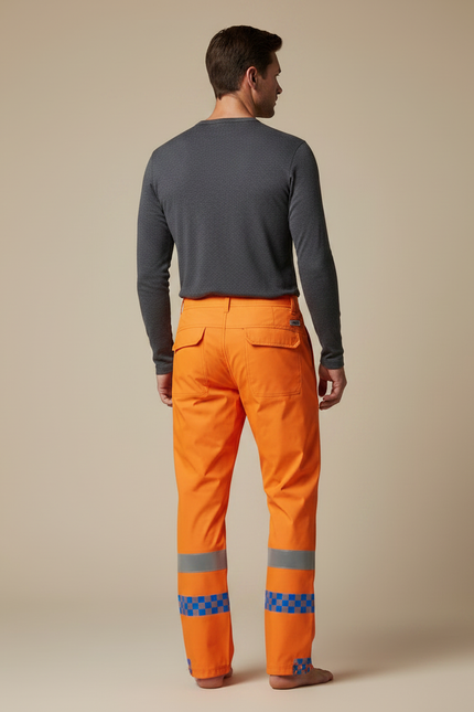 Pantalon De Pluie Orange Réfléchissant Imperméable Chevrons Homme - Polyester - vue 2