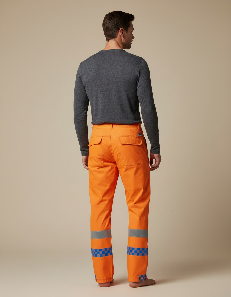 Pantalon De Pluie Orange Réfléchissant Imperméable Chevrons Homme - Polyester - vue 2