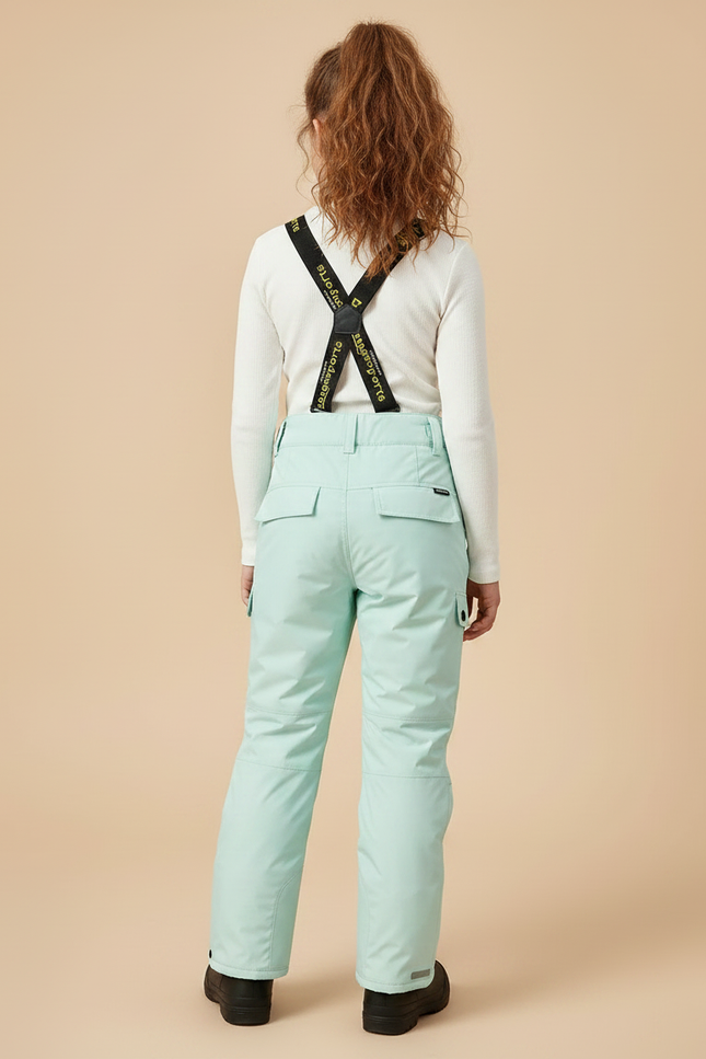 Pantalon De Pluie Vert Menthe Imperméable Enfant Cargo Bretelles - Polyester - vue 2