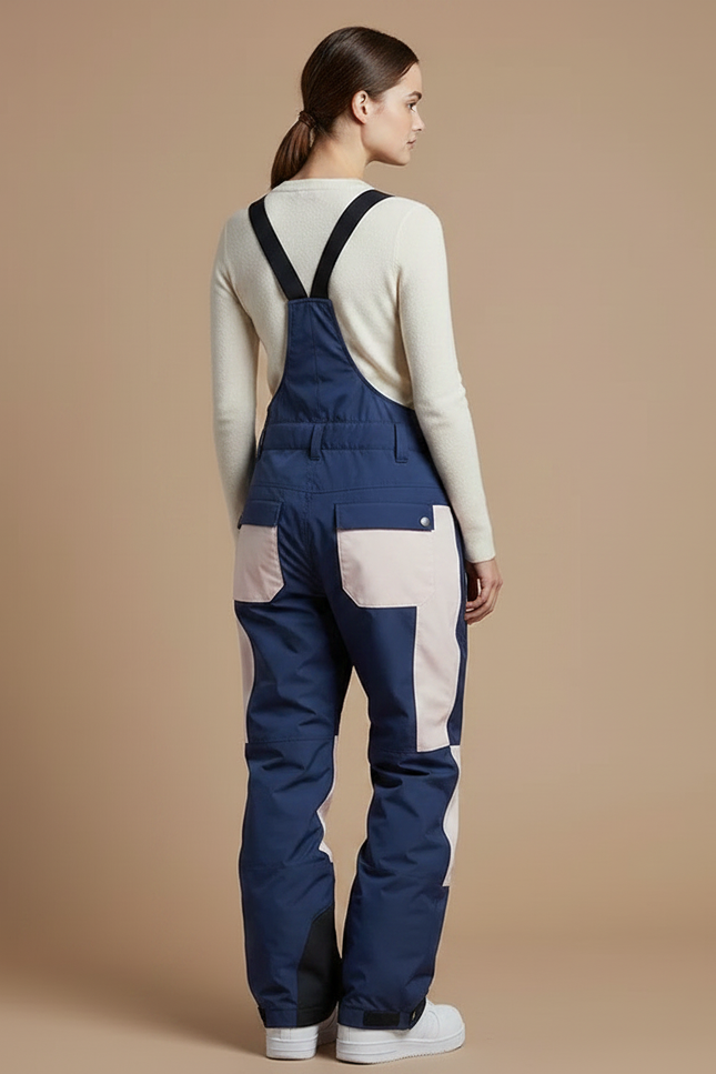 Pantalon De Pluie Bleu Marine Rose Imperméable Bretelles Unisexe - Multicolore Polyester - vue 2