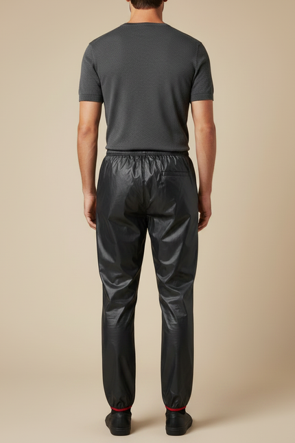 Pantalon De Pluie Noir Coupe Droite Imperméable Sportif Uni - Polyester - vue 2