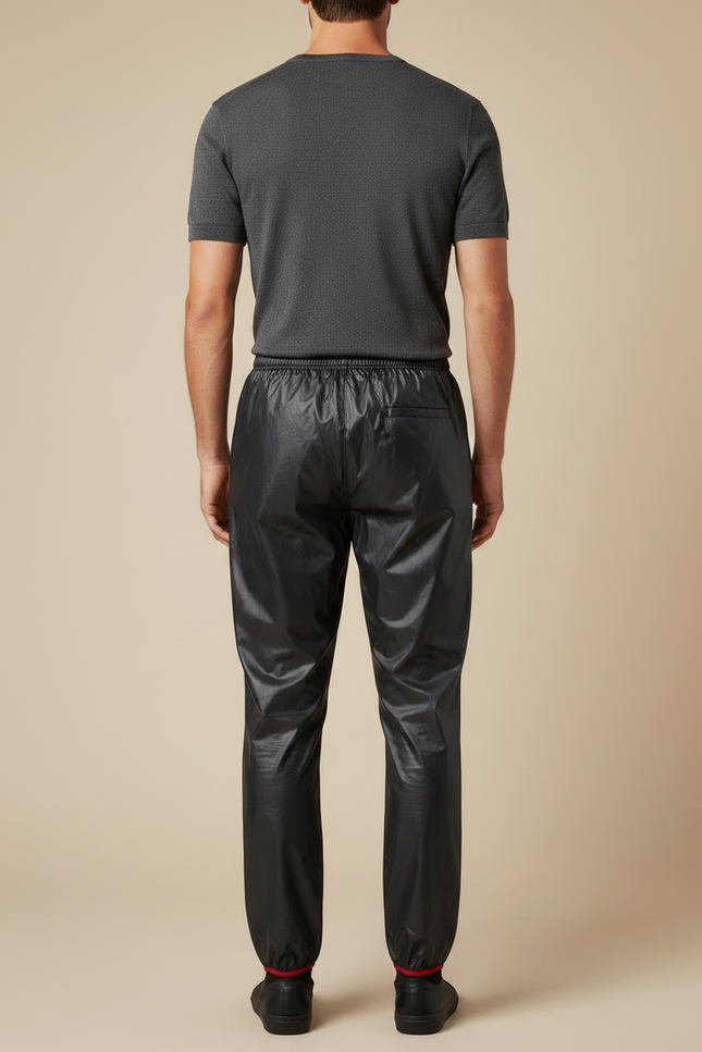 Pantalon De Pluie Noir Coupe Droite Imperméable Sportif Uni - Polyester - vue 2