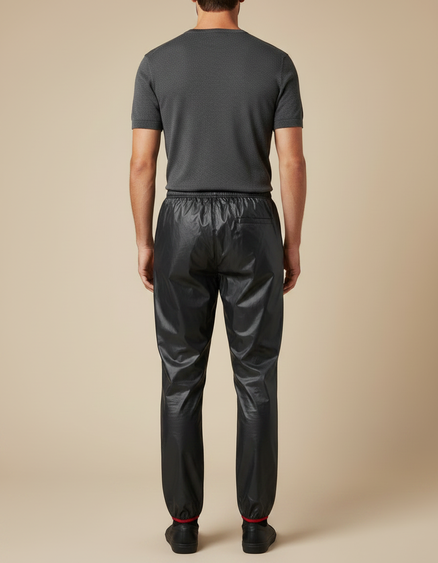 Pantalon De Pluie Noir Coupe Droite Imperméable Sportif Uni - Polyester - vue 2