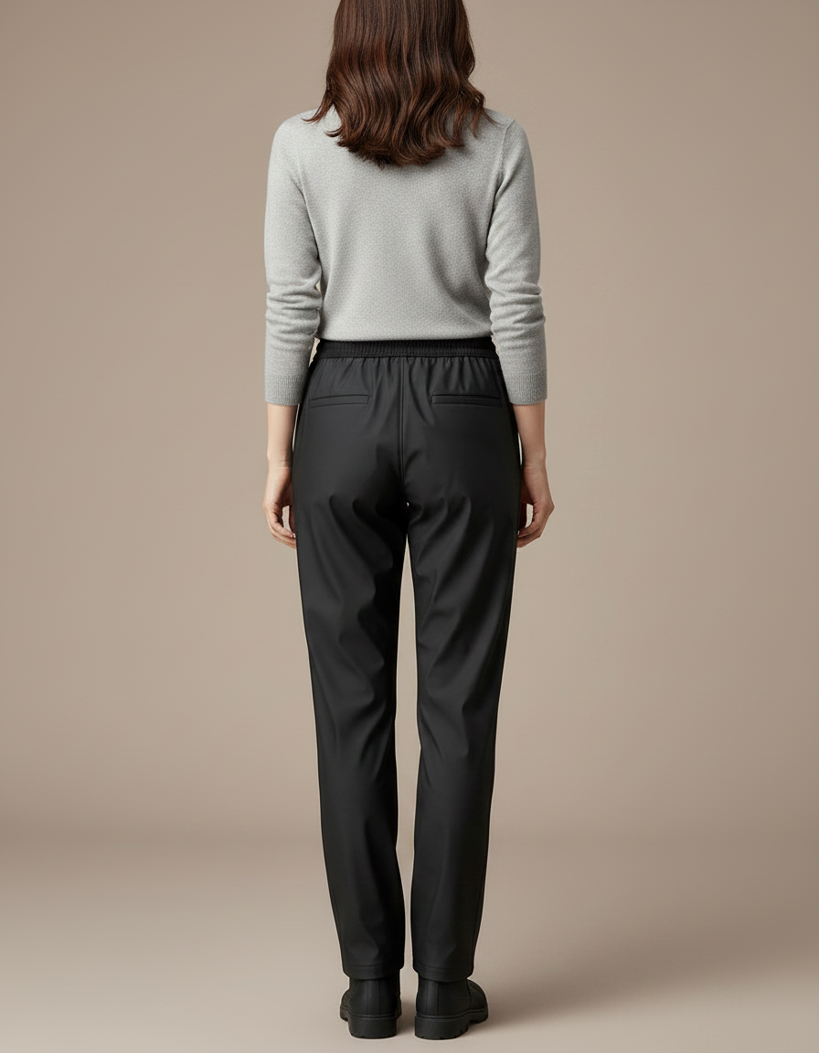 Pantalon De Pluie Noir Imperméable Décontracté Femme Cordon - Polyester - vue 2