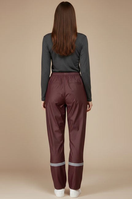 Pantalon De Pluie Imperméable Réfléchissant Unisexe Bordeaux - Polyester - vue 2