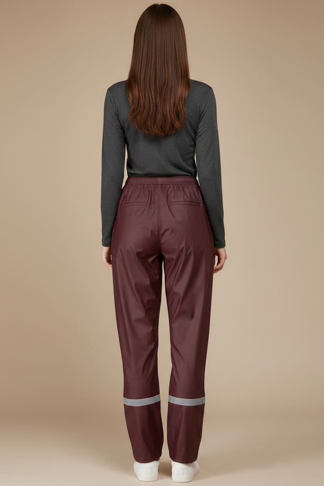 Pantalon De Pluie Imperméable Réfléchissant Unisexe Bordeaux - Polyester - vue 2