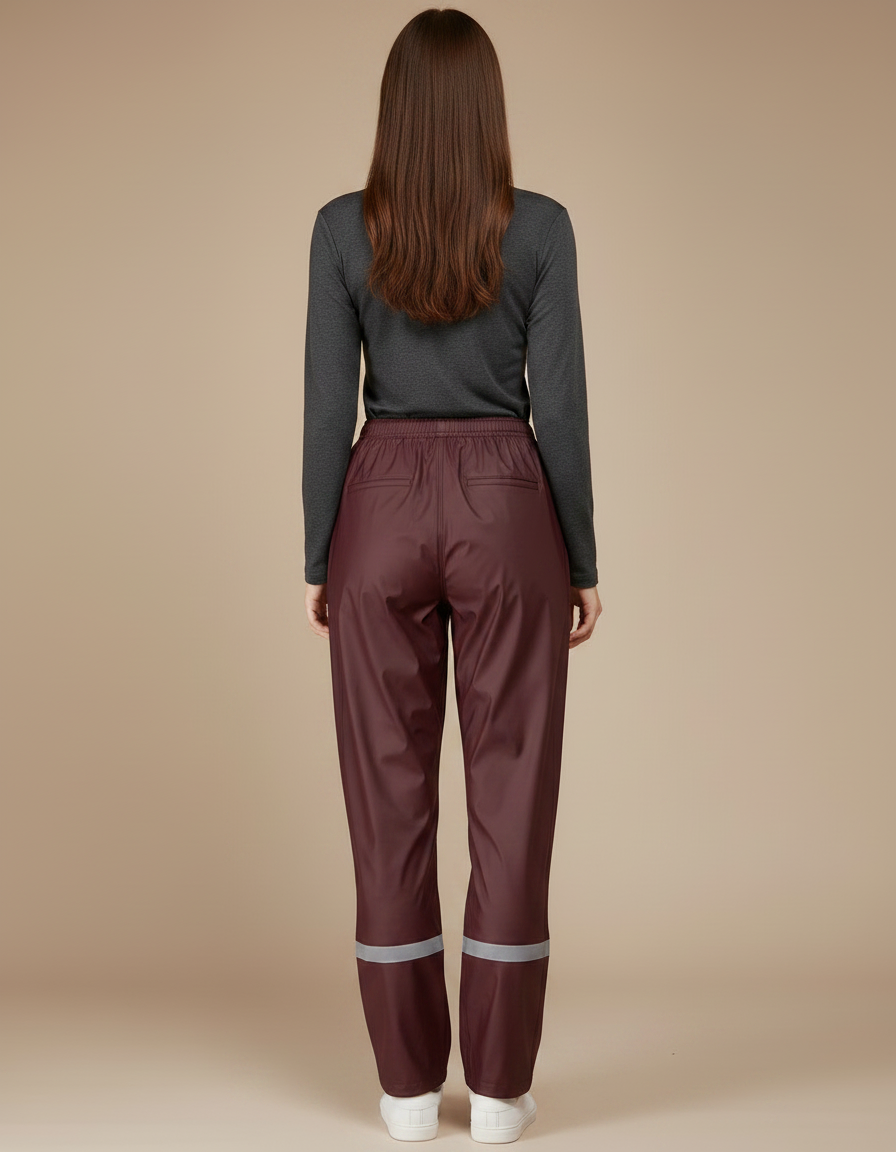 Pantalon De Pluie Imperméable Réfléchissant Unisexe Bordeaux - Polyester - vue 2