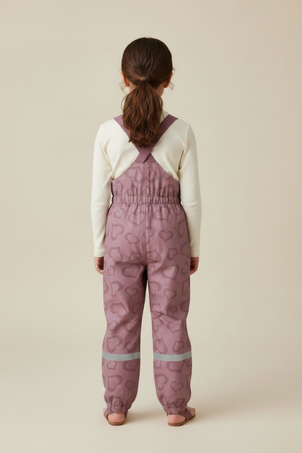 Pantalon De Pluie Mauve Cœurs Réfléchissant Imperméable Enfant - Violet Polyester - vue 2