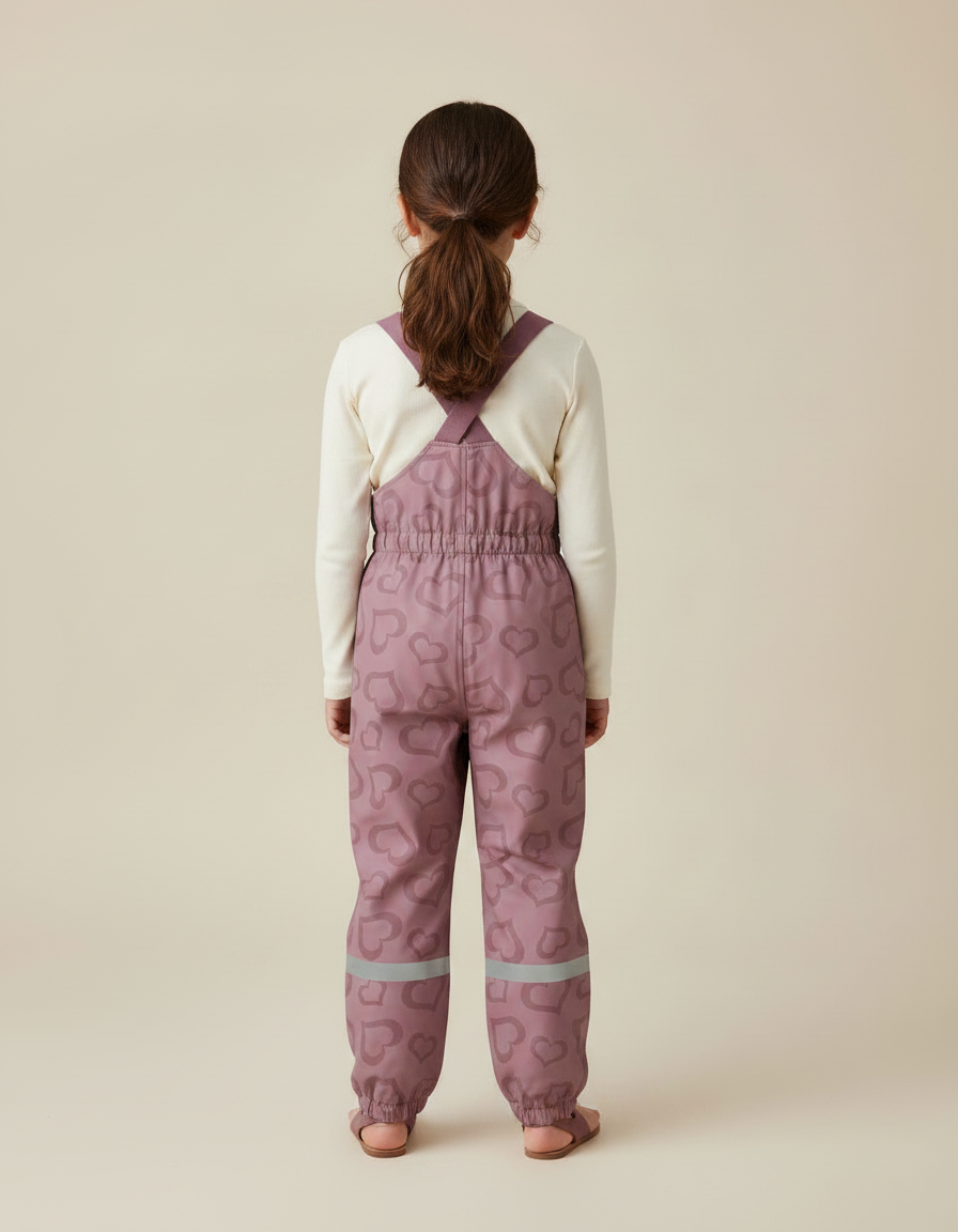 Pantalon De Pluie Mauve Cœurs Réfléchissant Imperméable Enfant - Violet Polyester - vue 2
