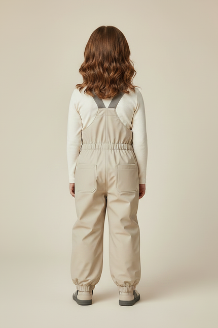 Pantalon De Pluie Beige Bretelles Imperméable Enfant Hiver - Polyester - vue 2