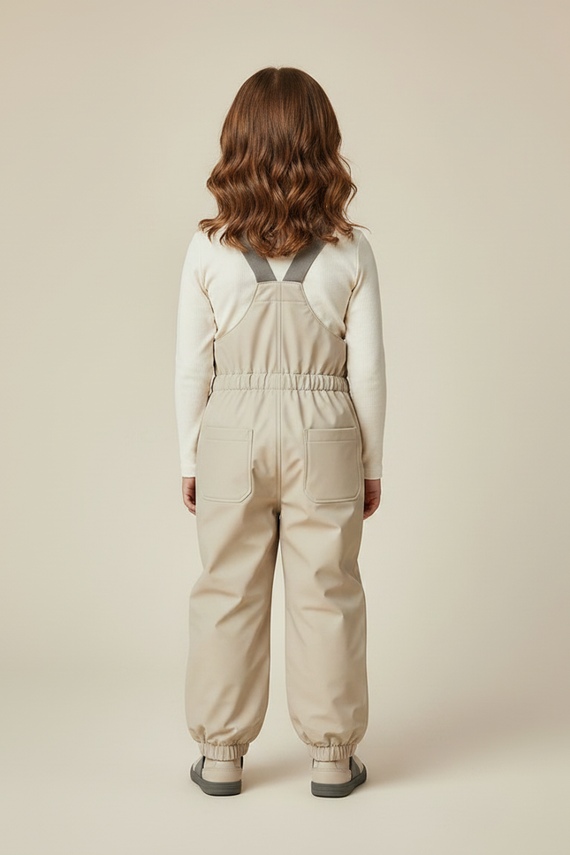 Pantalon De Pluie Beige Bretelles Imperméable Enfant Hiver - Polyester - vue 2