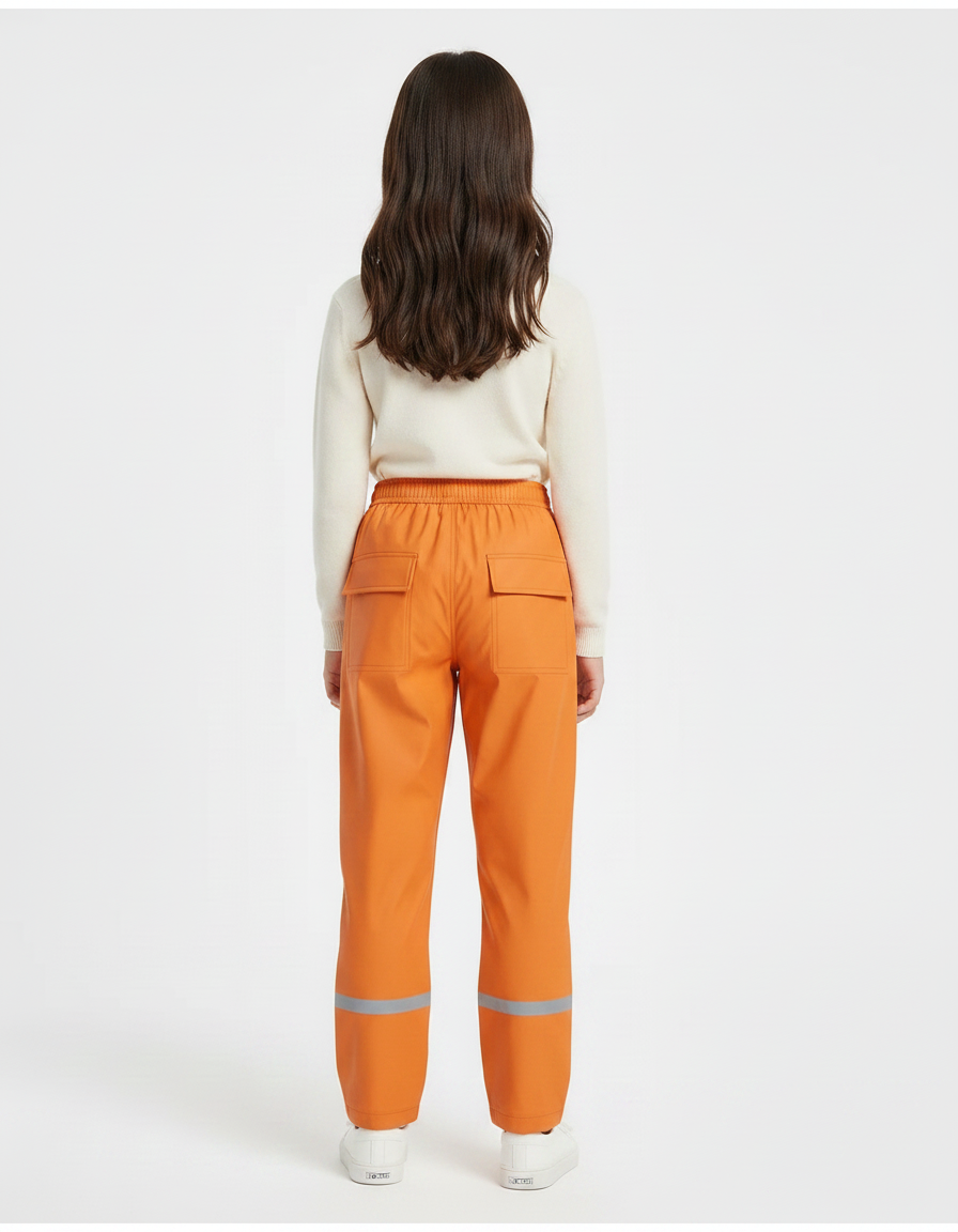Pantalon De Pluie Orange Imperméable Réfléchissant Enfant - Polyester - vue 2