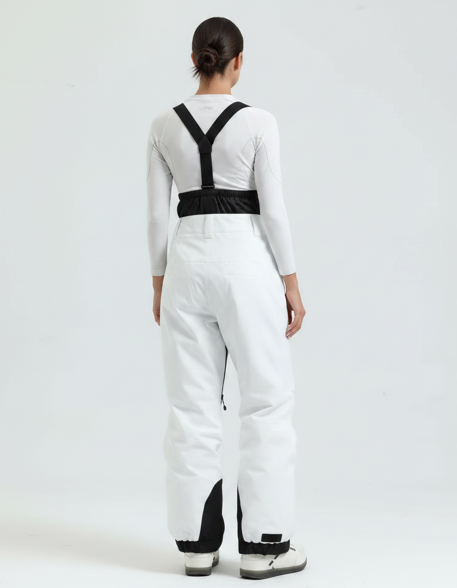 Pantalon De Pluie Blanc Bretelles Imperméable Ski Unisexe - Polyester - vue 2