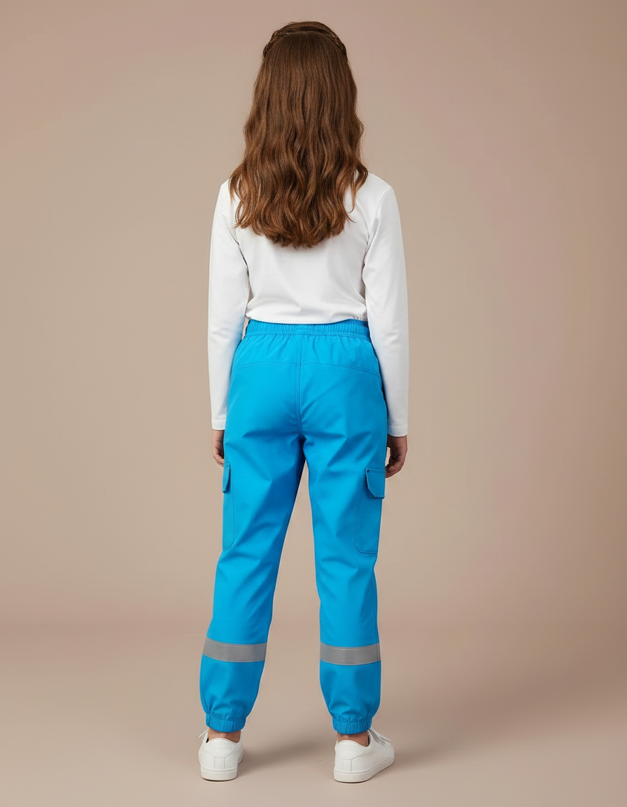 Pantalon De Pluie Bleu Imperméable Réfléchissant Cargo Enfant - Polyester - vue 2
