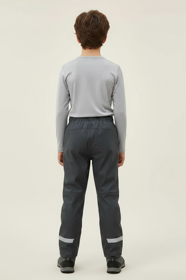 Pantalon De Pluie Gris Imperméable Enfant Réfléchissant Ajustable - Polyester - vue 2
