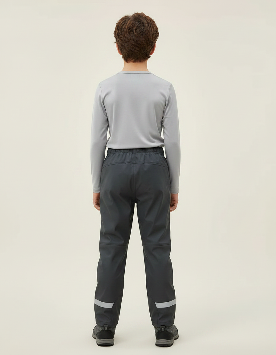 Pantalon De Pluie Gris Imperméable Enfant Réfléchissant Ajustable - Polyester - vue 2