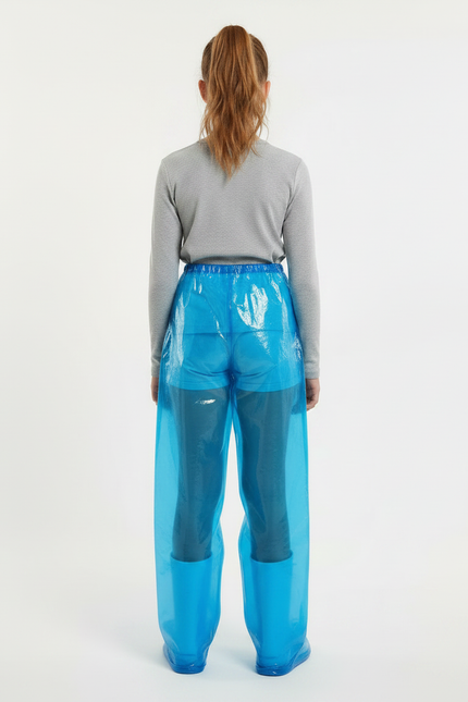 Pantalon De Pluie Bleu Transparent Jetable Ample Enfant - Polyester - vue 2