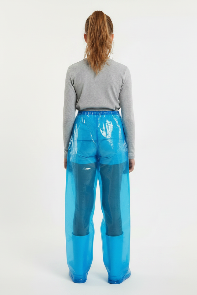 Pantalon De Pluie Bleu Transparent Jetable Ample Enfant - Polyester - vue 2