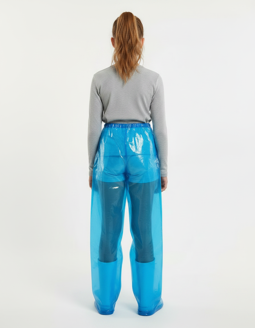 Pantalon De Pluie Bleu Transparent Jetable Ample Enfant - Polyester - vue 2
