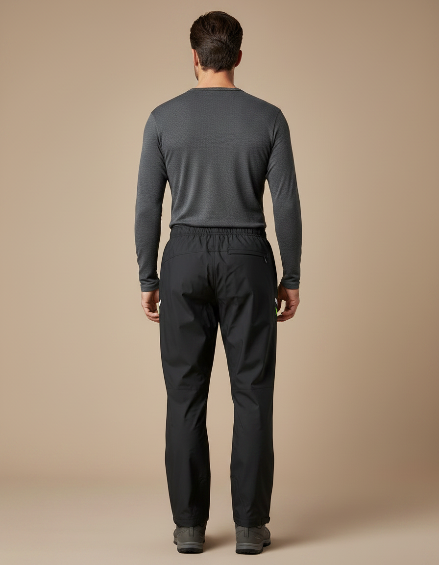 Pantalon De Pluie Noir Imperméable Réfléchissant Sportif Homme - Polyester - vue 2