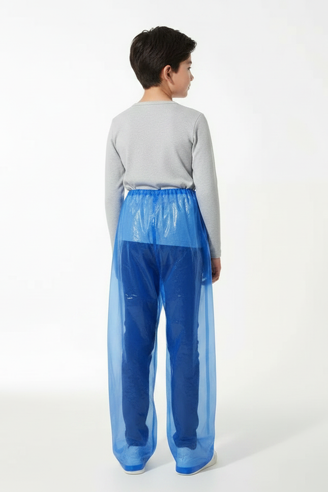 Pantalon De Pluie Bleu Transparent Jetable Enfant Ample - Polyester - vue 2