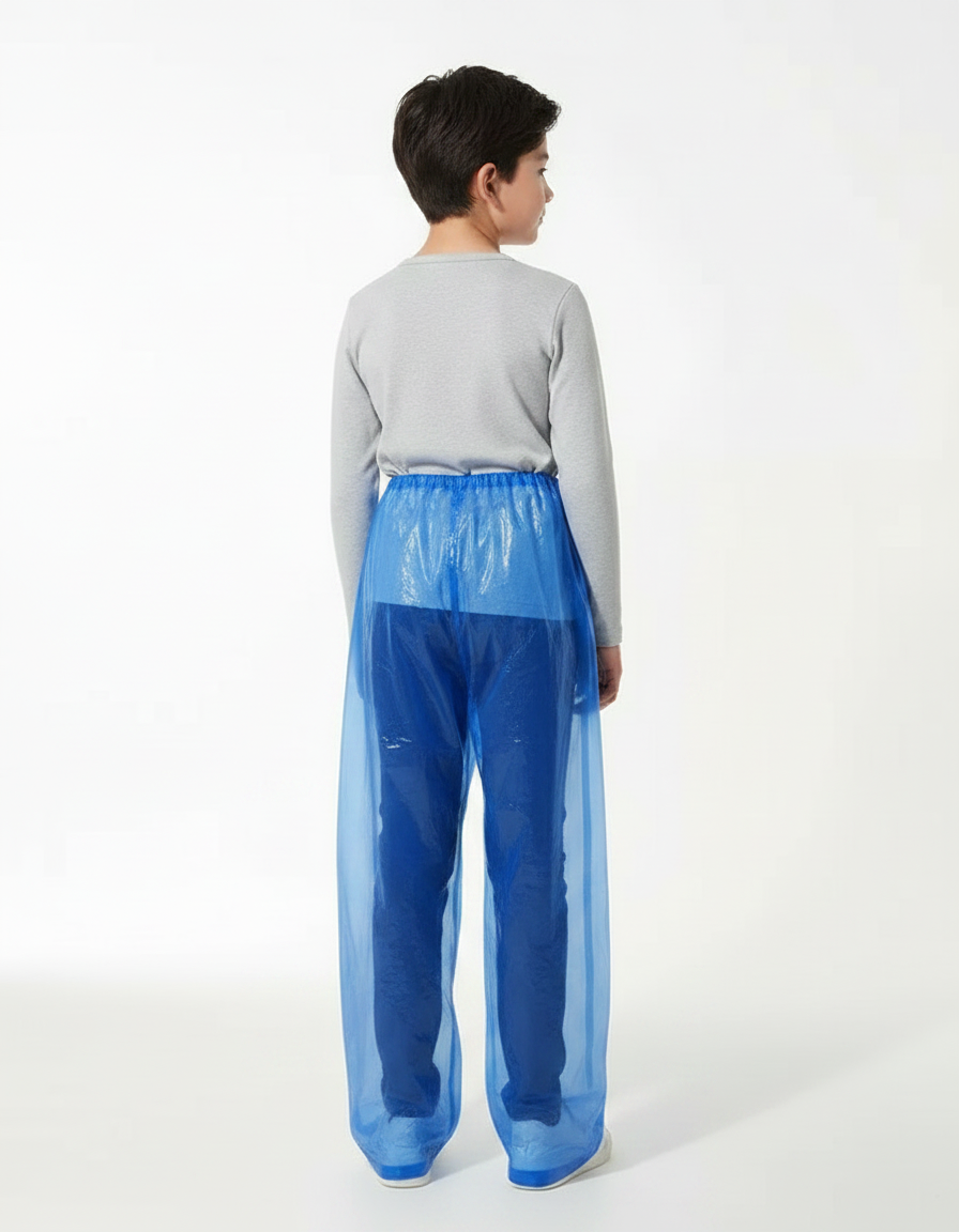 Pantalon De Pluie Bleu Transparent Jetable Enfant Ample - Polyester - vue 2