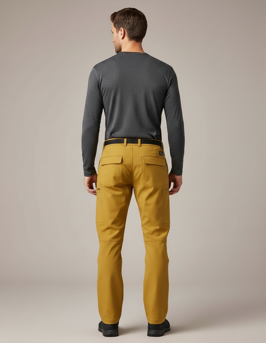 Pantalon De Pluie Jaune Cargo Imperméable Homme Ceinturé - Polyester - vue 2