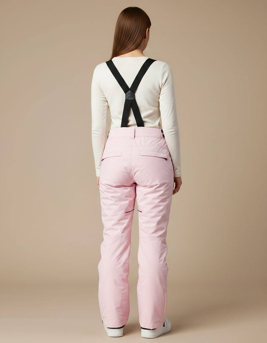 Pantalon De Pluie Rose Imperméable Bretelles Ski Femme - Polyester - vue 2