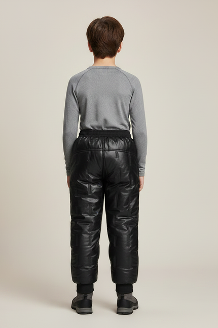 Pantalon De Pluie Noir Matelassé Épais Chaud Enfant - Polyester - vue 2