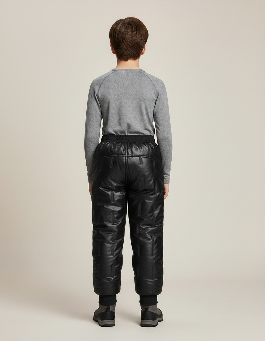 Pantalon De Pluie Noir Matelassé Épais Chaud Enfant - Polyester - vue 2