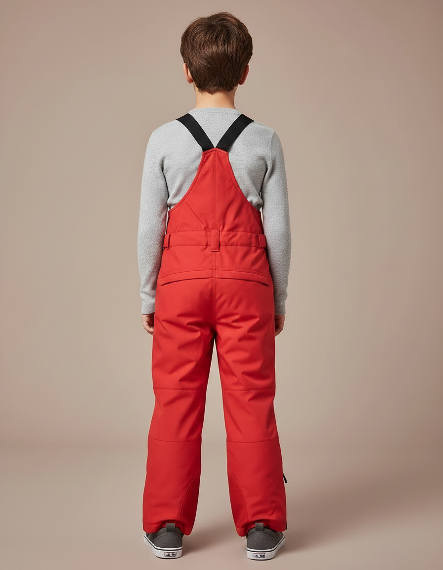 Pantalon De Pluie Rouge Imperméable Bretelles Unisexe Enfant - Polyester - vue 2