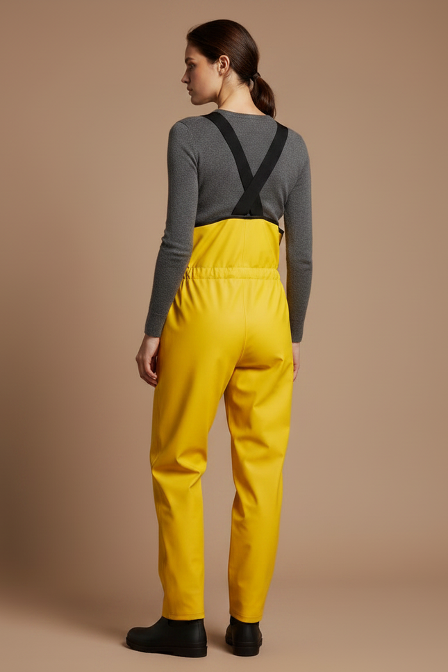 Pantalon De Pluie Jaune Imperméable Bretelles Femme - Polyester - vue 2