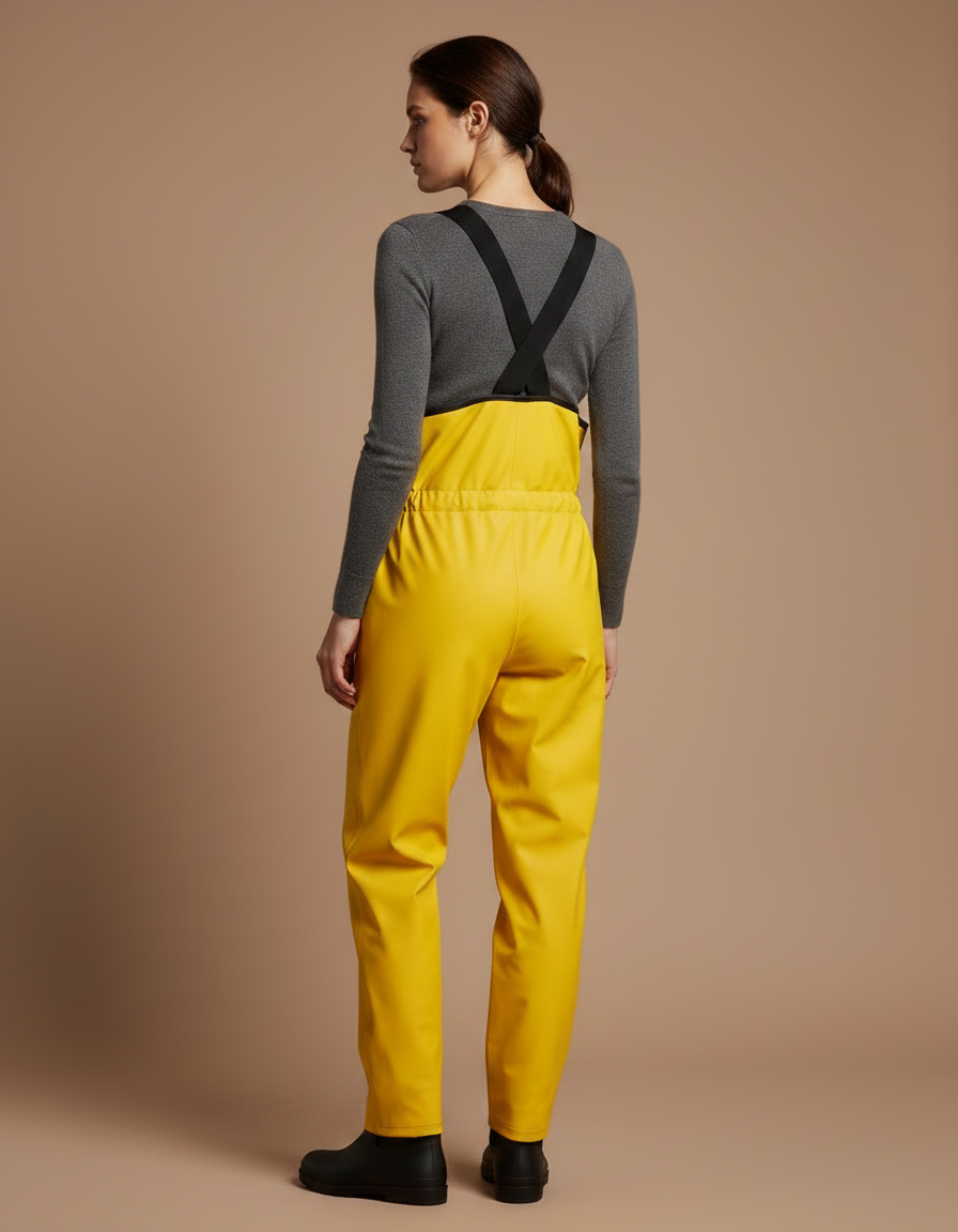Pantalon De Pluie Jaune Imperméable Bretelles Femme - Polyester - vue 2